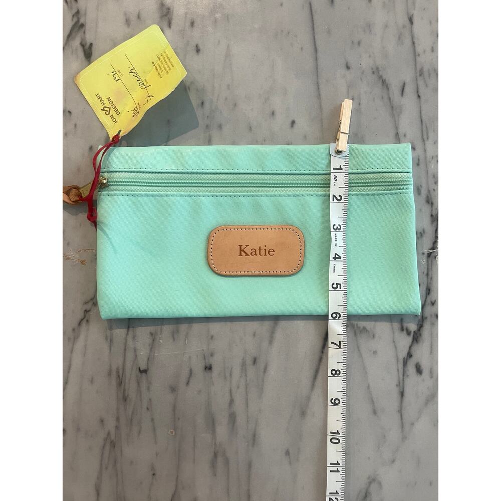 Jon Hart Design Aqua Makeup Cosmetic Travel Pouch Personalized Katie Zip Bag - Picture 8 of 13